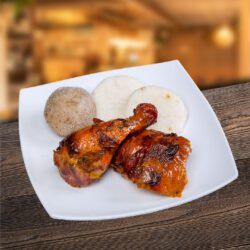 1/4 Pollo Asado (Pierna) + Papa + Arepa