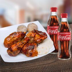 Combo 2 : 1/2 Pollo Asado +  Papa + Arepa +  2 Coca Cola  Botella 10oz