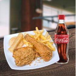 Combo 1 : 1/4 Pollo Broasted + Papa Francesa + Arepa + Coca Cola Botella 350 ml