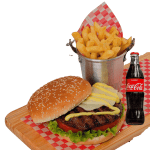 Delicioso combo de hamburguesas en Pollos la Riviera